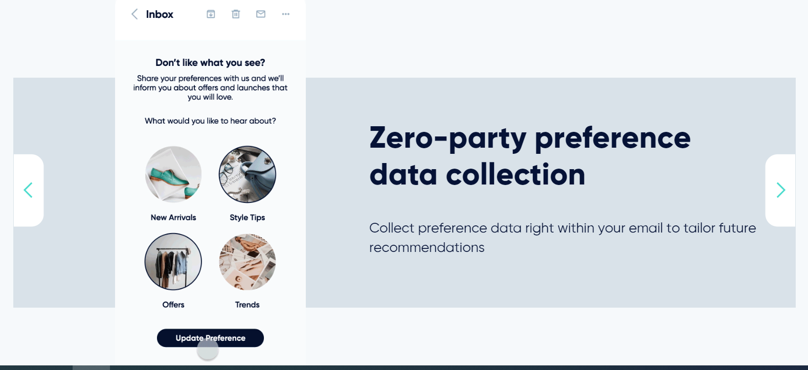 Insider One AMP email interactive product that enables zero-party collection 