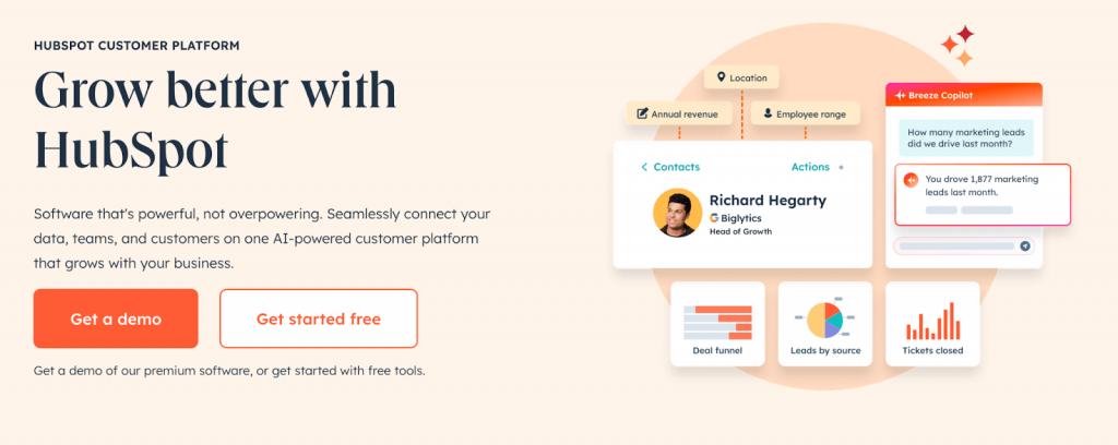 Hubspot homepage