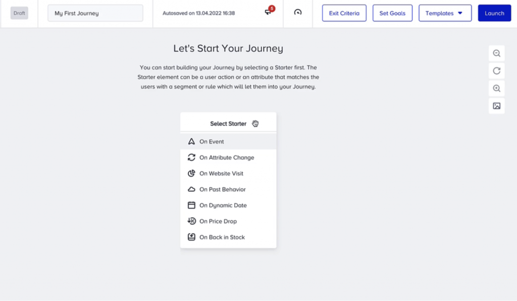 Insider One Architect journey start options